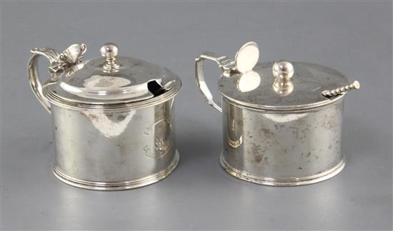 Two George IV silver drum mustards by William Eaton,